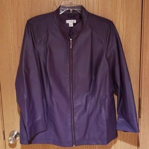 Purple Faux Leather Moto Style Jacket